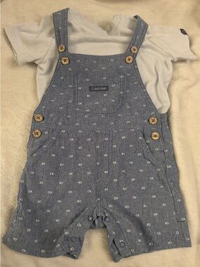 Calvin Klein Baby Denim Shortalls Set 18M Logo Overalls Outfit